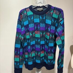 Vtg Expressions International Multicolor Sweater 1990 Made USA Sz M Retro